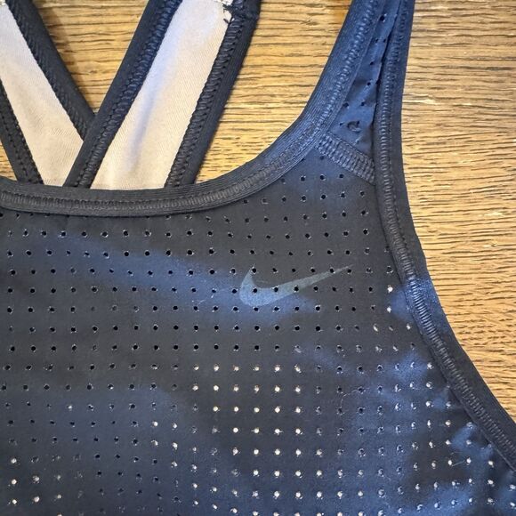 Nike Bra Women’s Workout Activewear Support Lightweight Bra Dri-Fit Black Tan XS - Picture 3 of 4